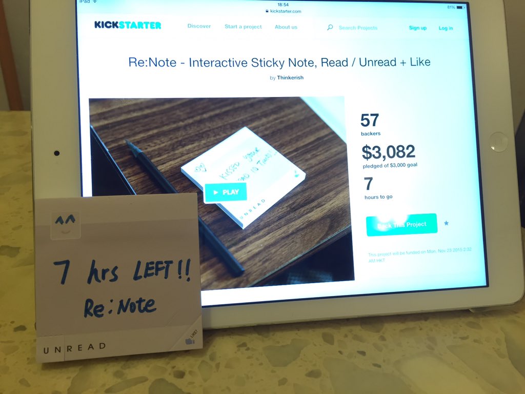 7 hrs Left ! Get your own pad of Re:Note at this last chance at Kickstarter now ! bit.ly/re-note
