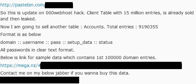 dudekmar's tweet image. Looks like #000webhost #leak continuation, this time 9190355 accounts with domain