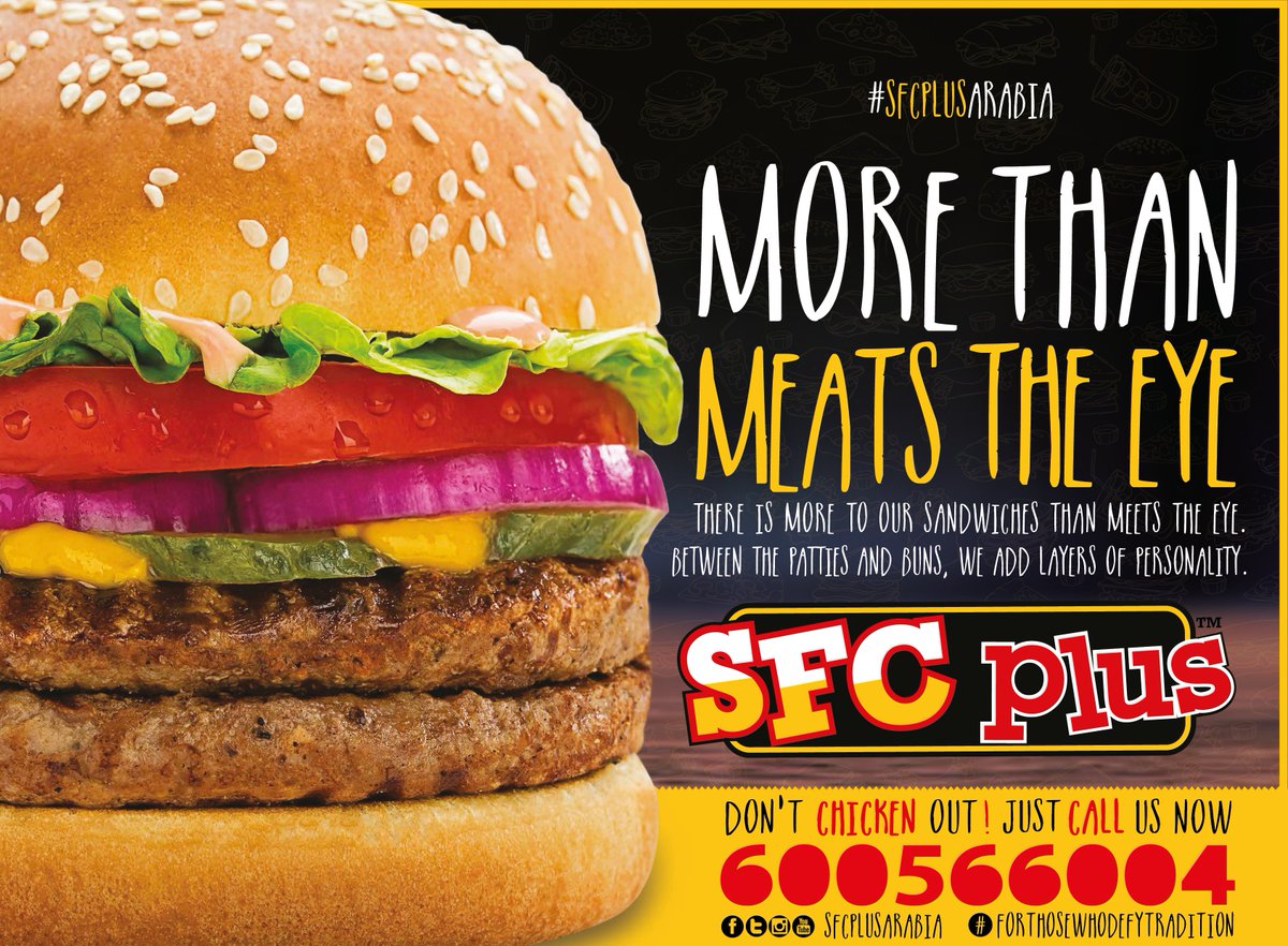 sfcplusarabia's tweet photo. There is more to our BURGERS than meets the eye!
#ForThoseWhoDefyTradition
#SFCPlus #OriginalSkinlessFriedChicken https://t.co/oDubNYSxrG