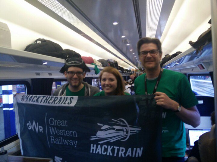 AdamJFreeman's tweet photo. Team #HS2 @jeremyfoot &amp; @AdamJFreeman on #GWRHackTrain . Awesome ideas to improve the trail industry. #HackTheRails https://t.co/2AdkBBjG25