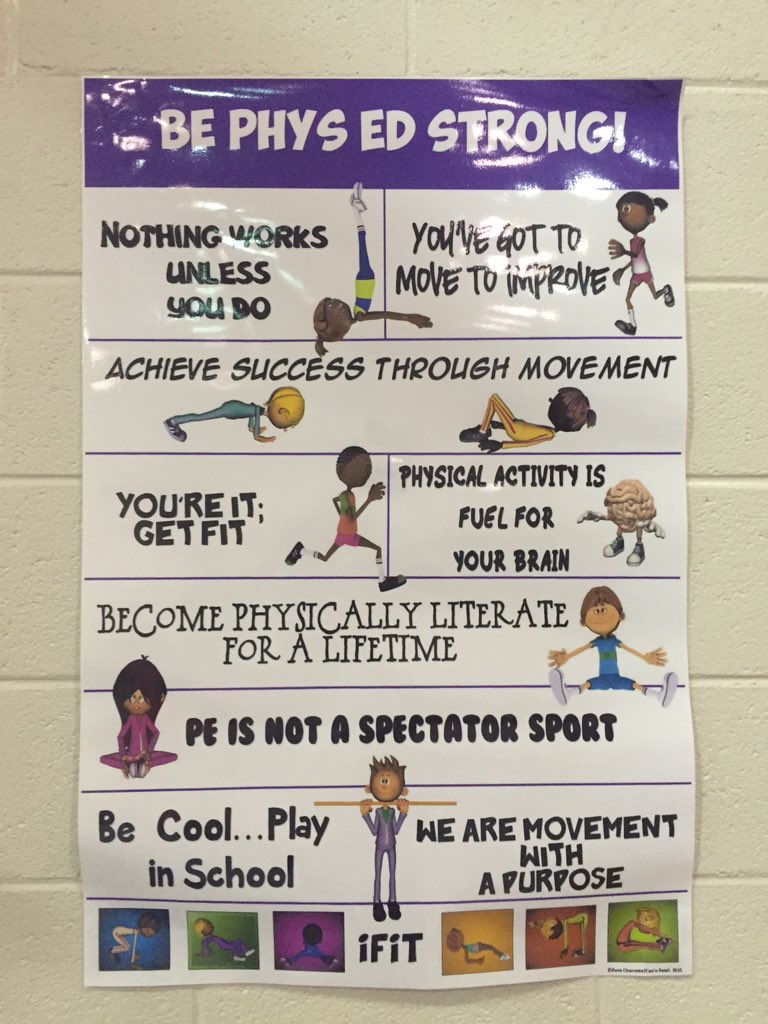 CapnPetesPE's tweet image. Be Phys Ed Strong! Catchy statements about physical education poster. #physed