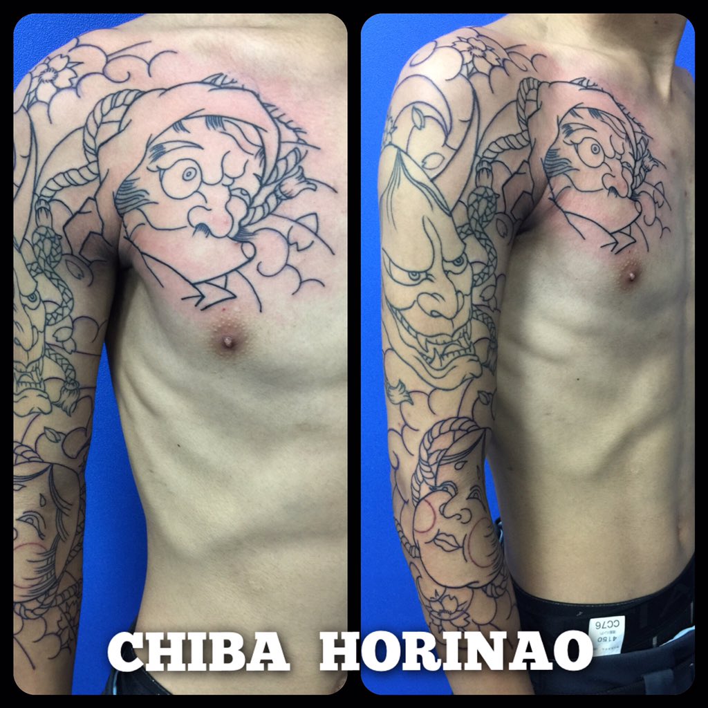 千葉 彫なお 千葉 刺青 彫なお Chiba Horinao Tattoo ひょっとこ おかめ 般若 面散らし T Co 8cw4n3nwa2 T Co Fvveiprvys
