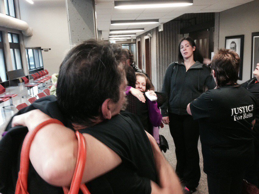 NatashaPace's tweet photo. Scene outside the courtroom right now #Calnen #ReitaJordan #Halifax https://t.co/sWYLfKaIQd