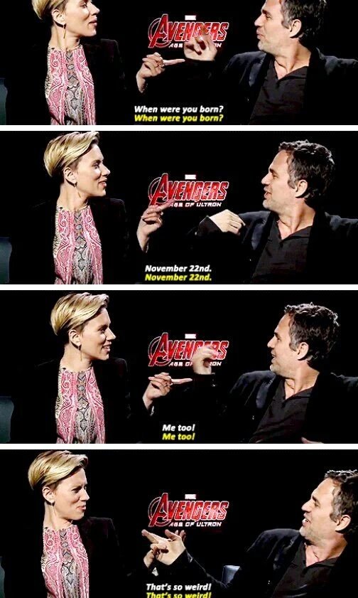 THIS interview   how can I forget. . Happy birthday to both avengers Scarlett Johansson & Mark Ruffalo 