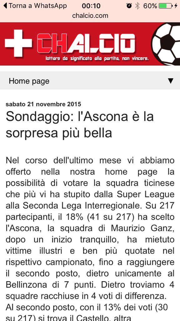 Grande orgoglio ! Grandi i miei calciatori FC Ascona!!! Avanti tutta!!!
