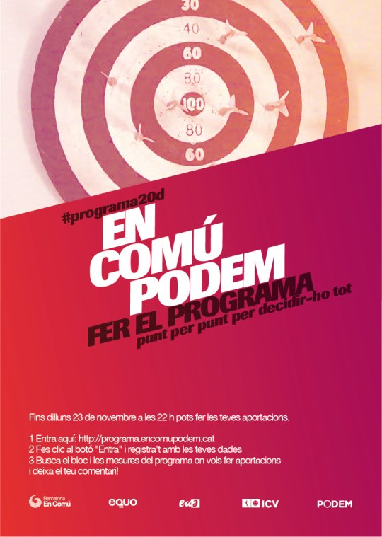 EsquerraVerda9B's tweet photo. En Comú Podem decidir el programa pel 20D https://t.co/ZXgfOiXBJ6 #NouBarris #Participa20D #9Barris #Barcelona #BCN https://t.co/6Zki77hGRm