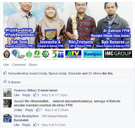 Saling Sapa dan Mendo’akan di Media Sosial, Al-Bahrain FPIK &amp; Birokrasi Kian Harmonis albahrainfpikundip.wordpress.com/2015/11/22/sal…