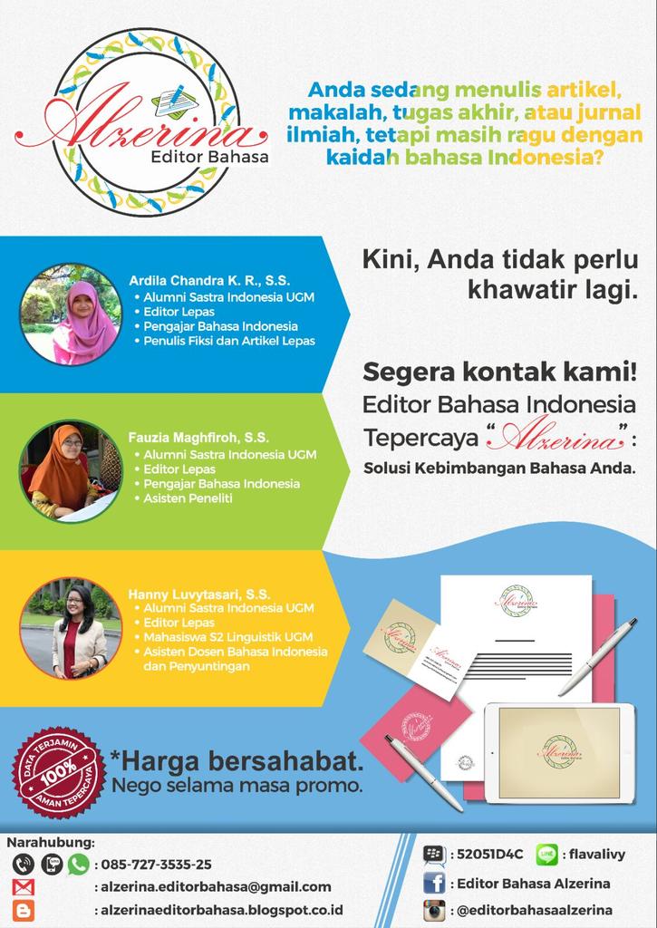 Butuh jasa editor bahasa? Segera kontak Alzerina :)