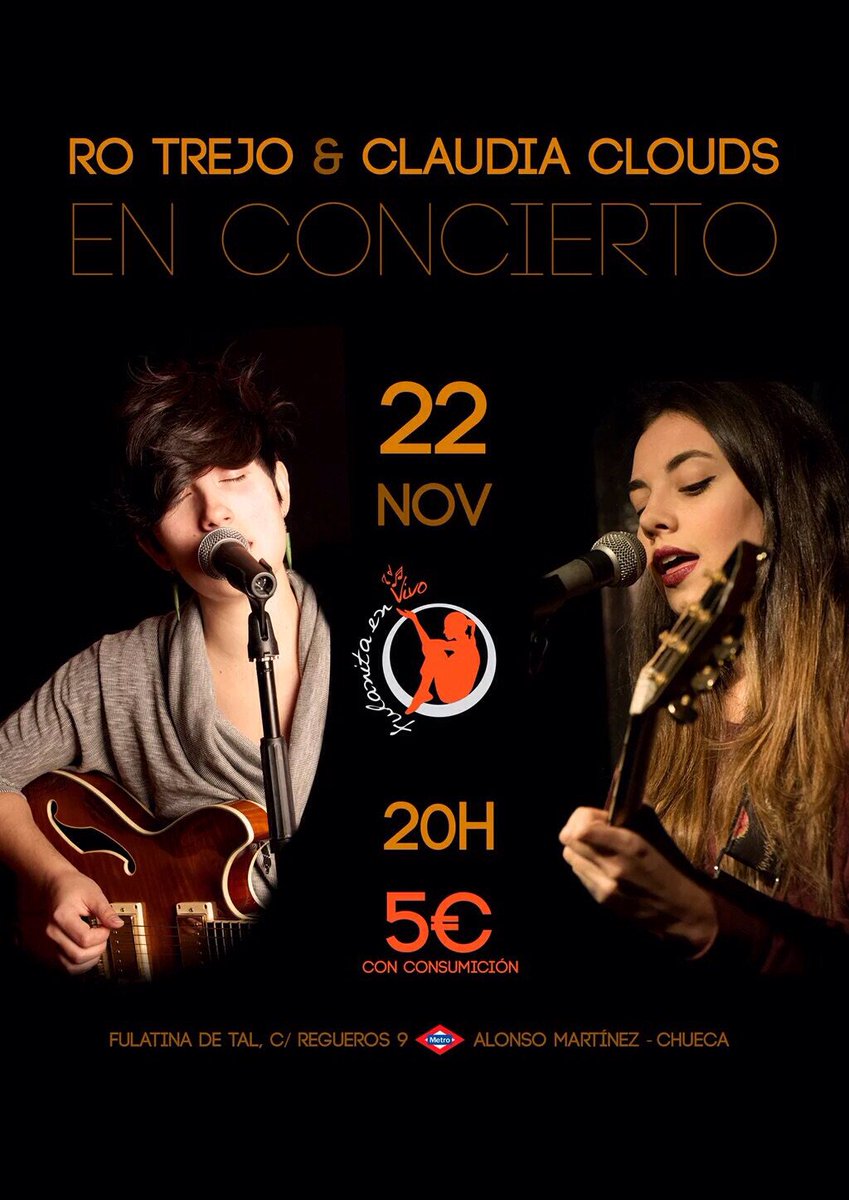 fulanitaenvivo's tweet photo. Hoy a las 20h #rotrejo y #claudiaclouds en #concierto !! No faltéis a este gran evento:) dos grandes voces! https://t.co/8a9tiIxeLl