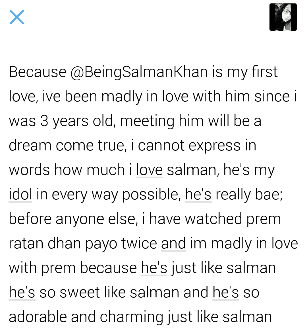 SonzKaur's tweet photo. watched it thrice just 2 see prem and my baby @beingsalmankhan 🙈❤😍 #FanSePrem #PRDP @prdp https://t.co/LUBONMSxMd