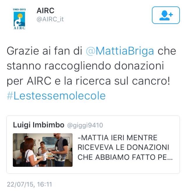 giggi9410's tweet photo. BEI RICORDI..Continuano le donazioni per @AIRC_it dai #brigafan @MattiaBriga @PatriziaCaronna https://t.co/EGhTgkC0V2
