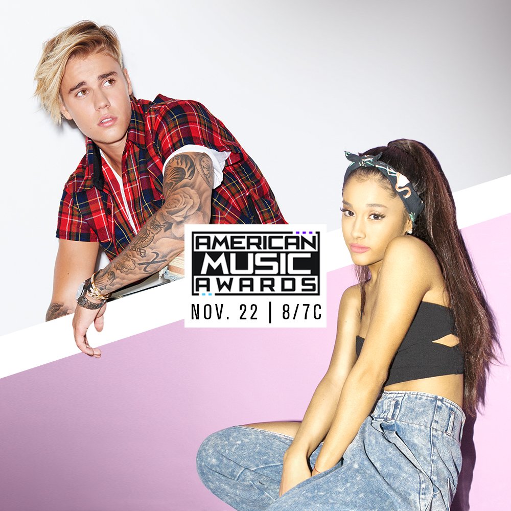 SB_Projects's tweet photo. TONIGHT! Don't miss @ArianaGrande and @JustinBieber perform on the #AMAs! 

#AriAMAs 
#BieberOnAMAs https://t.co/Ov2LtZ0SeZ