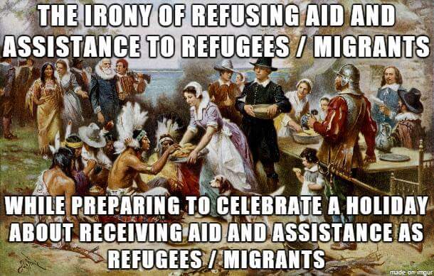 causeribbon's tweet photo. Oh the Irony #Thanksgiving #refugeecrisis https://t.co/cKEKCHT2aU