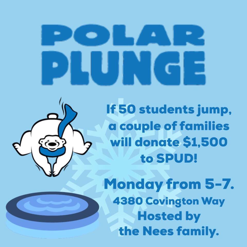 spudweek's tweet photo. No better way to support SPUD than jumping in a freezing pool!! Head out to the Nees house tomorrow night! https://t.co/g9Dk33MAH4