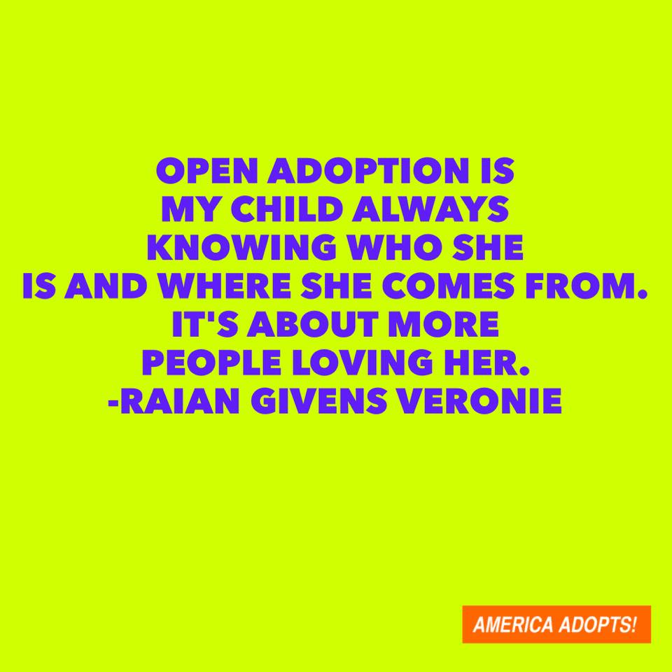 AmericaAdopts's tweet photo. "#Openadoption is my child always knowing who she is..."  https://t.co/8ZjDu4gUFm #NAM15 #NAAM2015 #NAAM15 #Adoption https://t.co/UcQijOxr6v