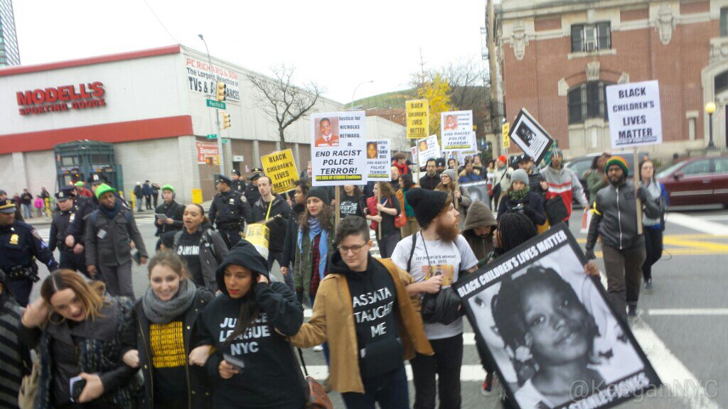 KeeganNYC's tweet image. #YearWithoutTamir has taken the streets of NYC to mark one year since the police murder of #TamirRice.