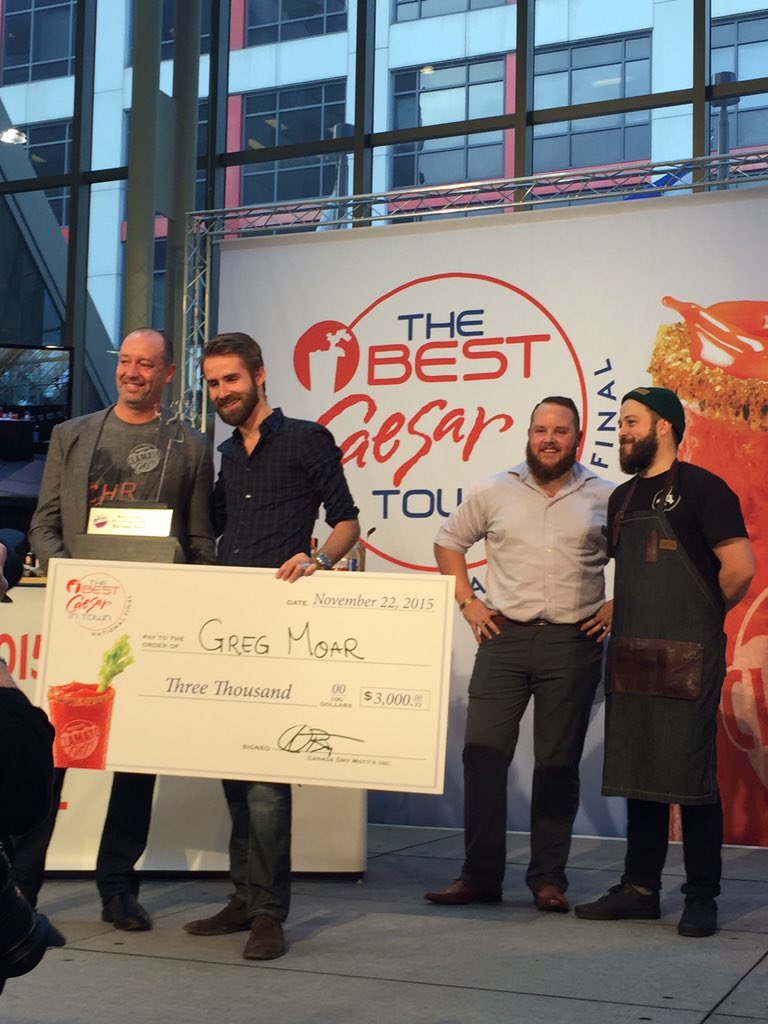 GTONGE1's tweet photo. Congrats Greg Moar for winning the #BestCaesar @CanadasCocktail Competition. Well deserved! https://t.co/GuepTXDw7H