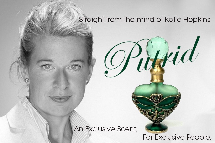 Jeffwni's tweet photo. "Putrid"
by Katie Hopkins
#CelebrityFragrances #TwitterFragrances https://t.co/BwE8tY8K6T