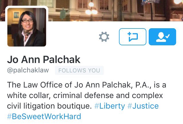 CredibleAlibi's tweet photo. Why you need to absolutely follow (and possibly retain) Jo Ann Palchak @palchaklaw. #BeSweetWorkHard #Justice https://t.co/yY1fF6cdJm