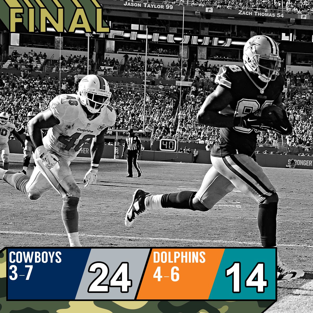 NFL's tweet photo. FINAL: They're baaaaaack! #DALvsMIA https://t.co/DD0RBP3XUO
