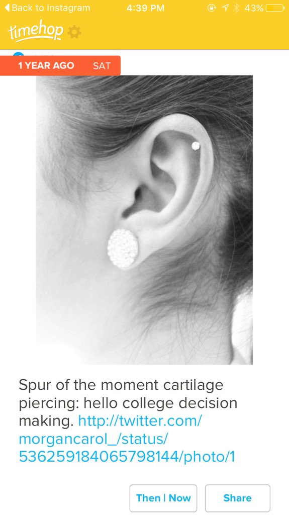 morgancarol_'s tweet image. Tbt to when I tried to be a reckless, decision making adult #itdidntwork #RIPpiercing