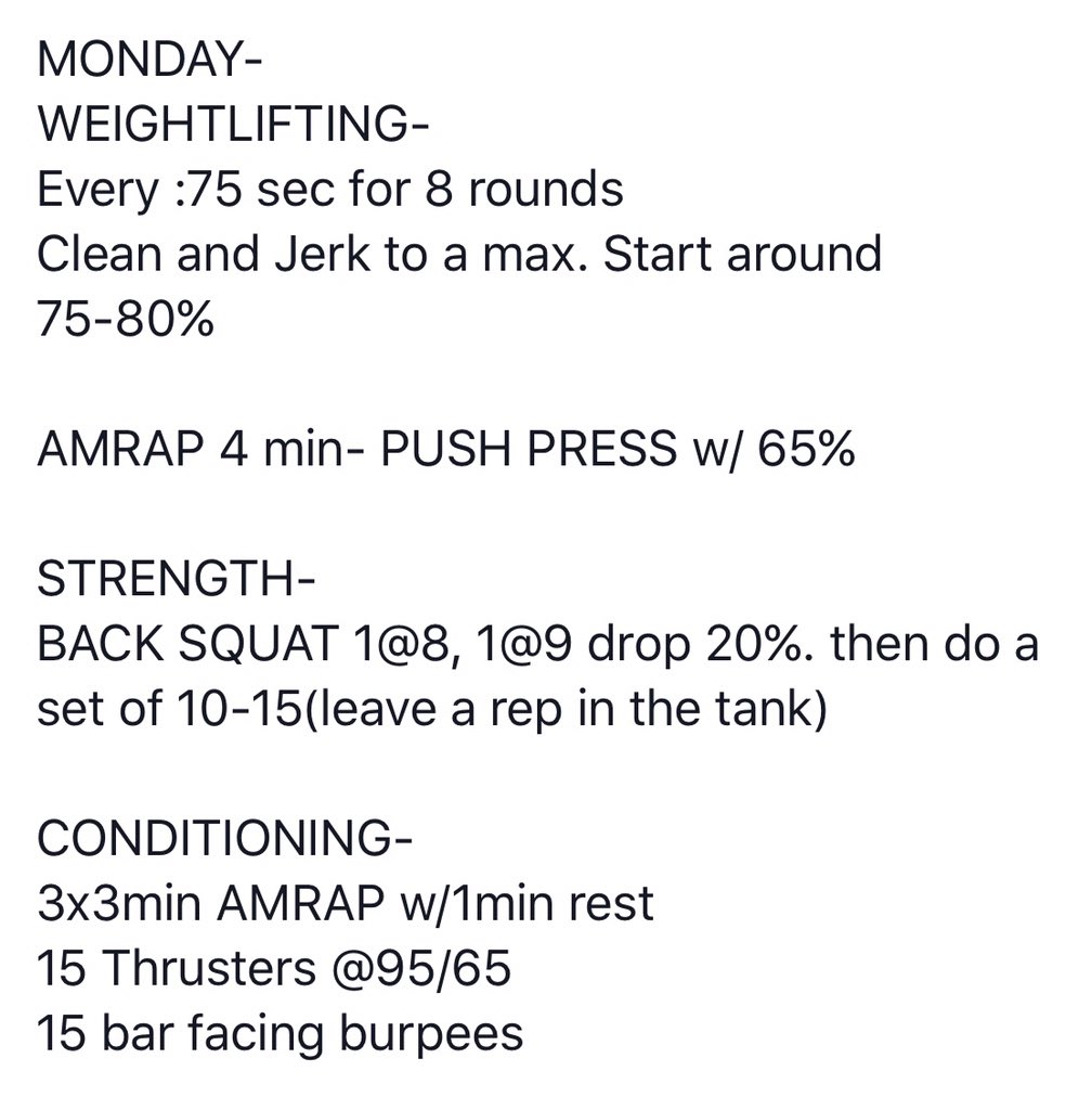 CrossFitForward's tweet photo. Monday's Programming https://t.co/eTK9WerhPV