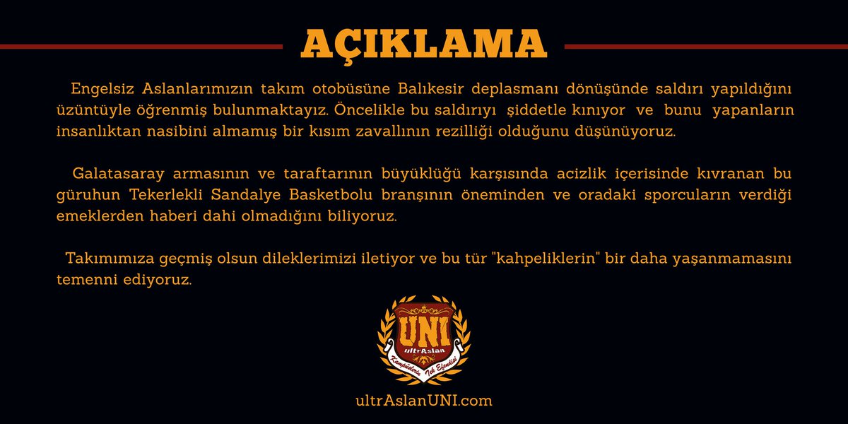 AÇIKLAMA | Balıkesir'de Yaşanan "Kahpelik" Hakkında

#ultrAslanUNI