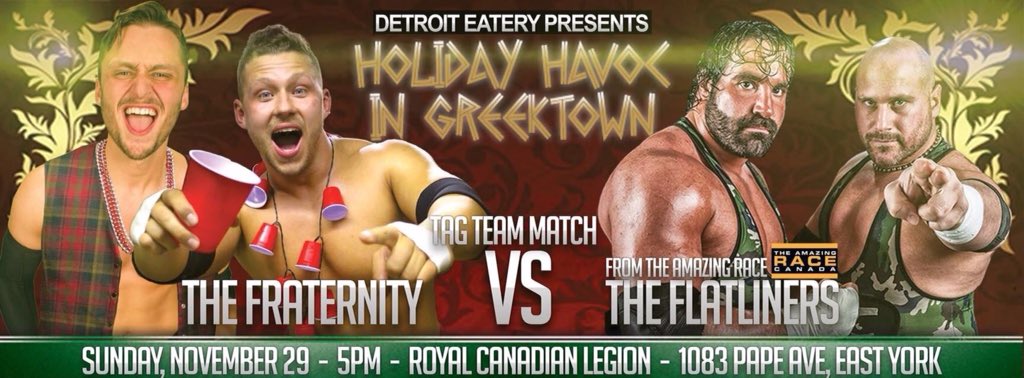 TheTrentGibson's tweet image. 1 WEEK AWAY!!

#HOLIDAYHAVOC
SUNDAY - NOV 29!

#TheFraternity VS #TheFlatliners!