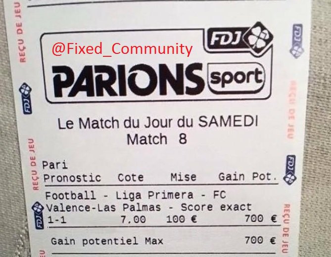 Fixed_Community's tweet image. Match : Valence - Las Palmas 
Score : 1-1
Côte : 7