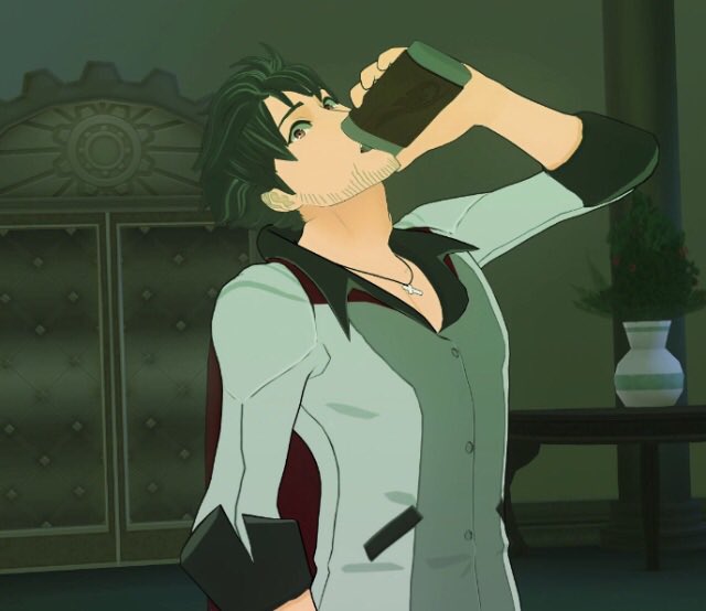 Current Emotion: Qrow realizing he's drinking, only after it's been pointed out