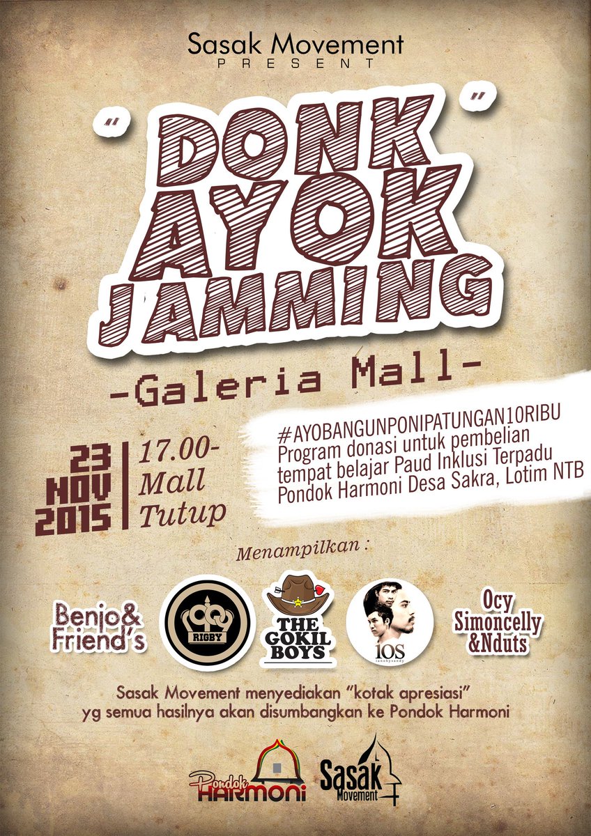 Yuk jamming bareng sasak movement <a href="/galeriamall/">Galeria Mall</a> #sasakmovement