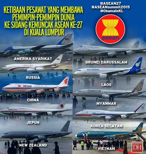 sherylrahman's tweet photo. Ketibaan pesawat yg mmbawa pemimpin2 dunia #ASEAN27 #ASEANSummit2015 #ObamaInKL https://t.co/AtW8gHWtph @WanitaUMNOMsia