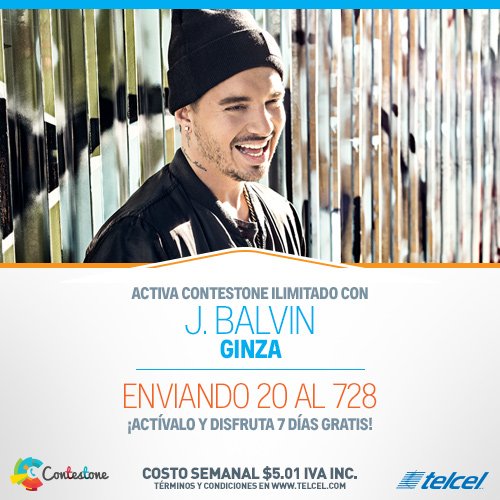 UMusicMexico's tweet photo. ¡Si a ti te gusta el reggaeton dale... #ContestoneIlimitado a tu Smartphone con #Ginza de @JBALVIN ! https://t.co/of2OErF3OR