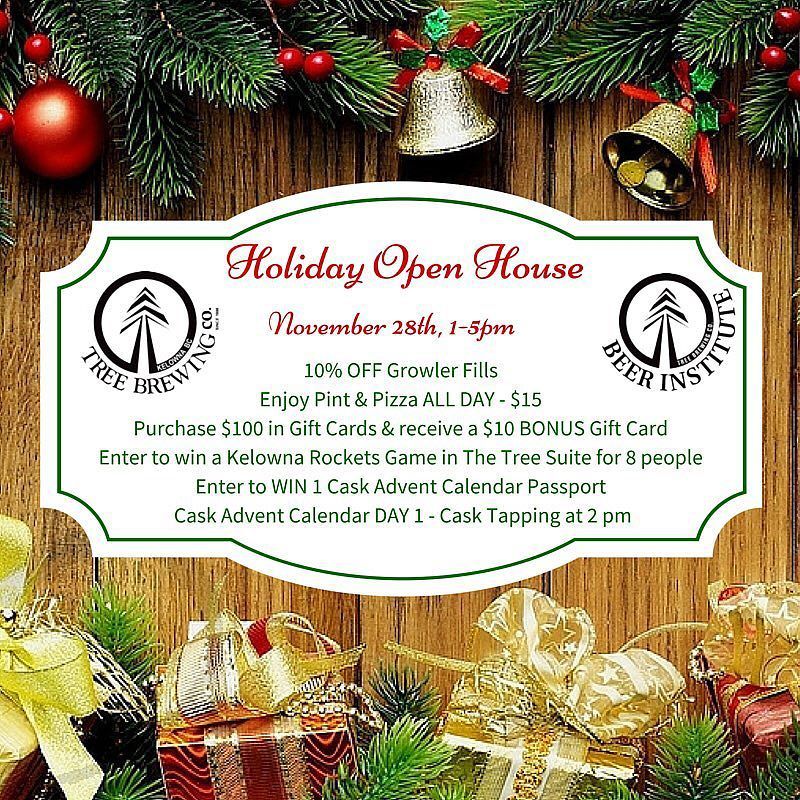 Tourism_Kelowna's tweet photo. Saturday. MT @TreeBrewing Annual Holiday Open House is November 28th 1-5pm at #BeerInstitute https://t.co/jijzO7OgRL https://t.co/hvb1ZuED4N