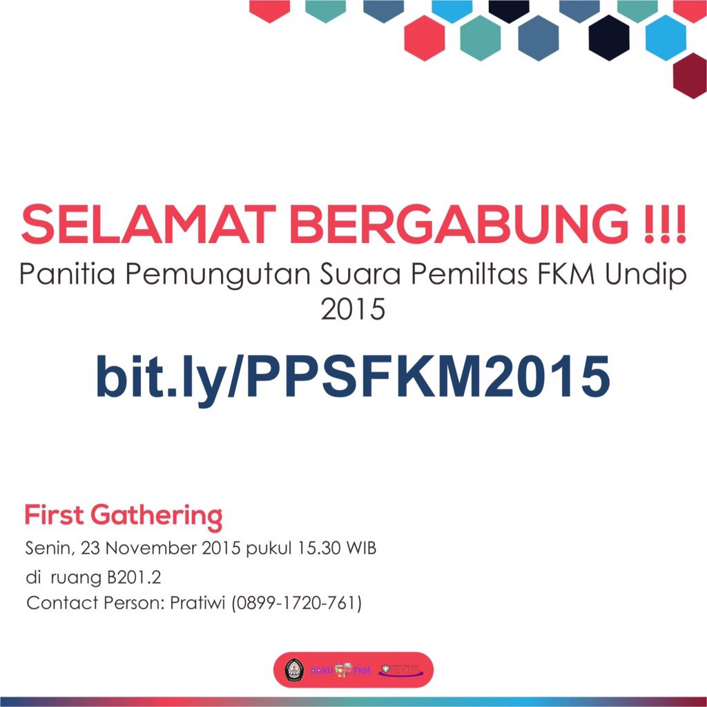 Selamat bergabung PPS FKM Undip. #JanganDitahan untuk mensukseskan PEMILTAS FKM Undip 2015
👉Bit.ly/PPSFKM2015👈