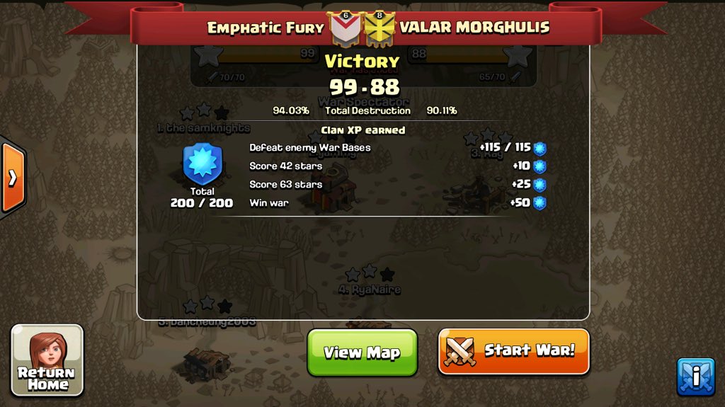 DLS_COC's tweet photo. Thanks To The Guys At VALAR MORGHULIS For A Great War! Sorry For Breaking Your 52 Win Streak! 😅 @ClashingMatty https://t.co/fWy4eatQn5
