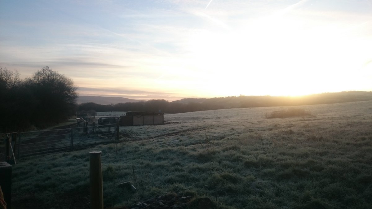Welcome to a cold and frosty Wales. Love the view, hate cold feet. #livingthedream #farm365