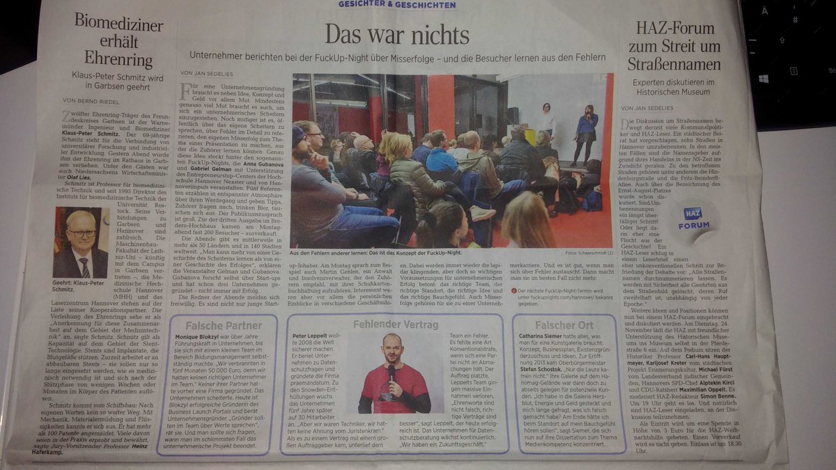 leitwesen's tweet photo. Perfekt. So ne Überschrift wollte ich schon immer mal über einem Bild von mir haben. #daswarnichts #fuckupnight //pl https://t.co/x5J2e7SOCI