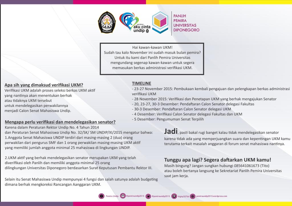 infoUKM_Undip's tweet photo. Knp sih UKM prlu ikt dlm PEMIRA?😥😥😥 Ada info pntng nih dr PANLIH PEMIRA UNDIP Buat kwan2 UKM 😁😁😁 https://t.co/JTJqLHCyNA