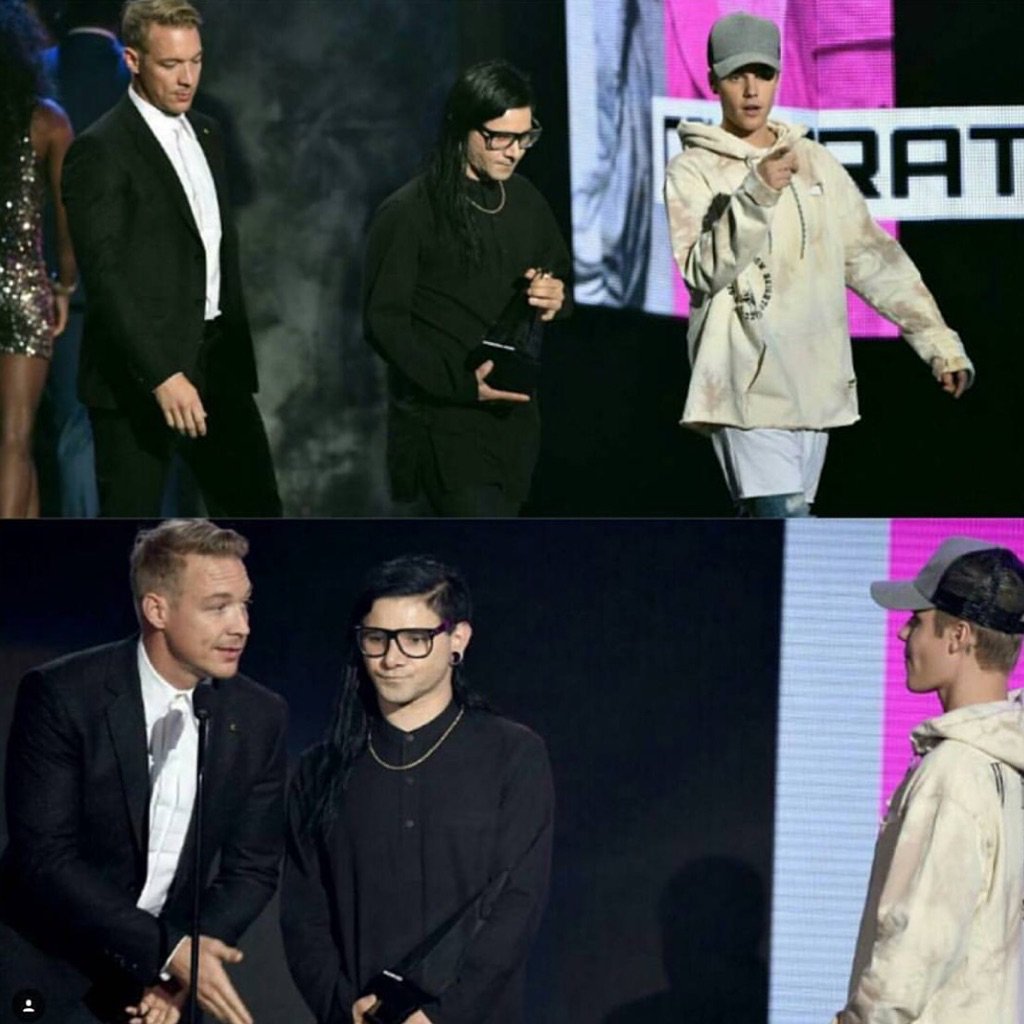 FLOSSTRADAMUS's tweet photo. BIIIIG MOMENT! SHOUT OUT OUR BROTHERS @skrillex &amp; @diplo ON WINNING AT THE #AMAs 👦🏼⚠️👽 https://t.co/C12raq2QvG