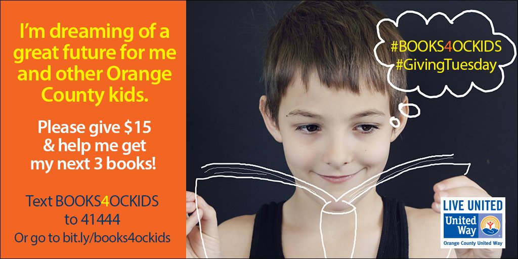unitedwayoc's tweet photo. RT to support #BOOKS4OCKIDS. Give $15 to buy 3 books for local kids in need. https://t.co/3TONPuKgoX https://t.co/qWs4zJUJjx