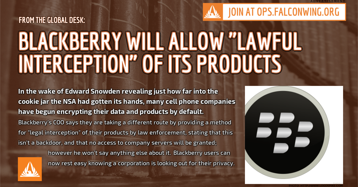 FalconwingNews's tweet photo. #Blackberry will allow "lawful interception" of its products [https://t.co/xozIFoszU3] https://t.co/DYl56QrNRy