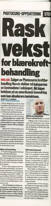 PhotocureASA's tweet photo. «Rask vekst for blærekreftbehandling» Artikkel i Finansavisen 21. nov.
#blærekreft #kreft #refusjon@kreftforeningen https://t.co/nP9AHBVIRc