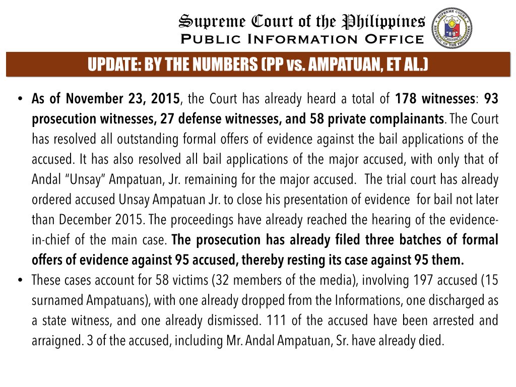 READ: Update (by the numbers): People v. Ampatuan, et al. (as of Nov. 23, 2015)