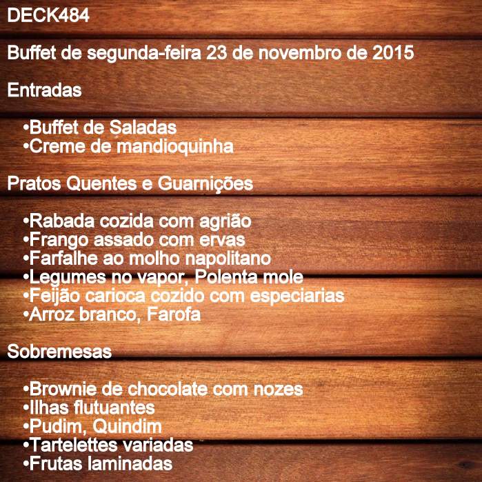 deck484's tweet photo. Sugestão do chefe Mardonio Martins para esta segunda-feira:
Rabada cozida com agrião e/ou
Frango assado com ervas. https://t.co/wq8hMYCqzW