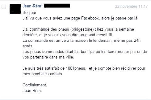 1001pneus's tweet image. Biim ! Le commentaire du lundi matin qui fait plaisir ! #clientcontent #happyteam