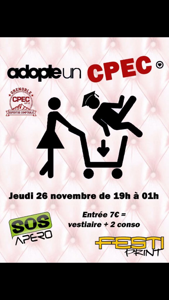 MelendezYoan's tweet photo. @Com_Iut2 @Bievrois Soirée DCG jeudi 26 novembre au @SOSapero38 ! Un petit RT ! #DCG #IUT2 #AdopteUnCPEC https://t.co/xZ73E43yLW