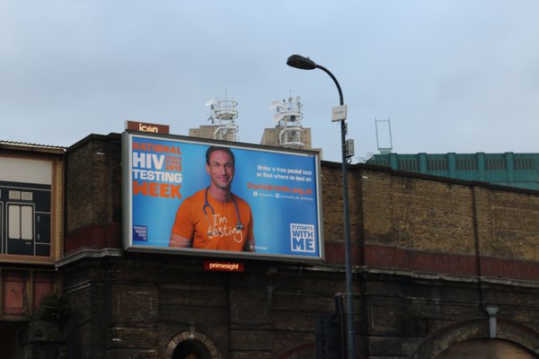 QXMagazine's tweet image. So many #ImTesting posters and billboards all around London for #HIVtestweek. Well done @startswith_me &amp;amp; @THTorguk!