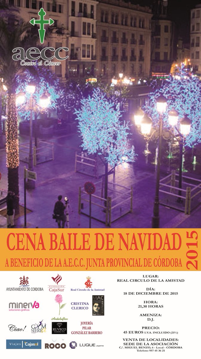 El 18/12 celebramos nuestra "Cena Benéfica de Navidad", llama y te informamos!! 957453621 #aecccórdoba #cenabenéfica