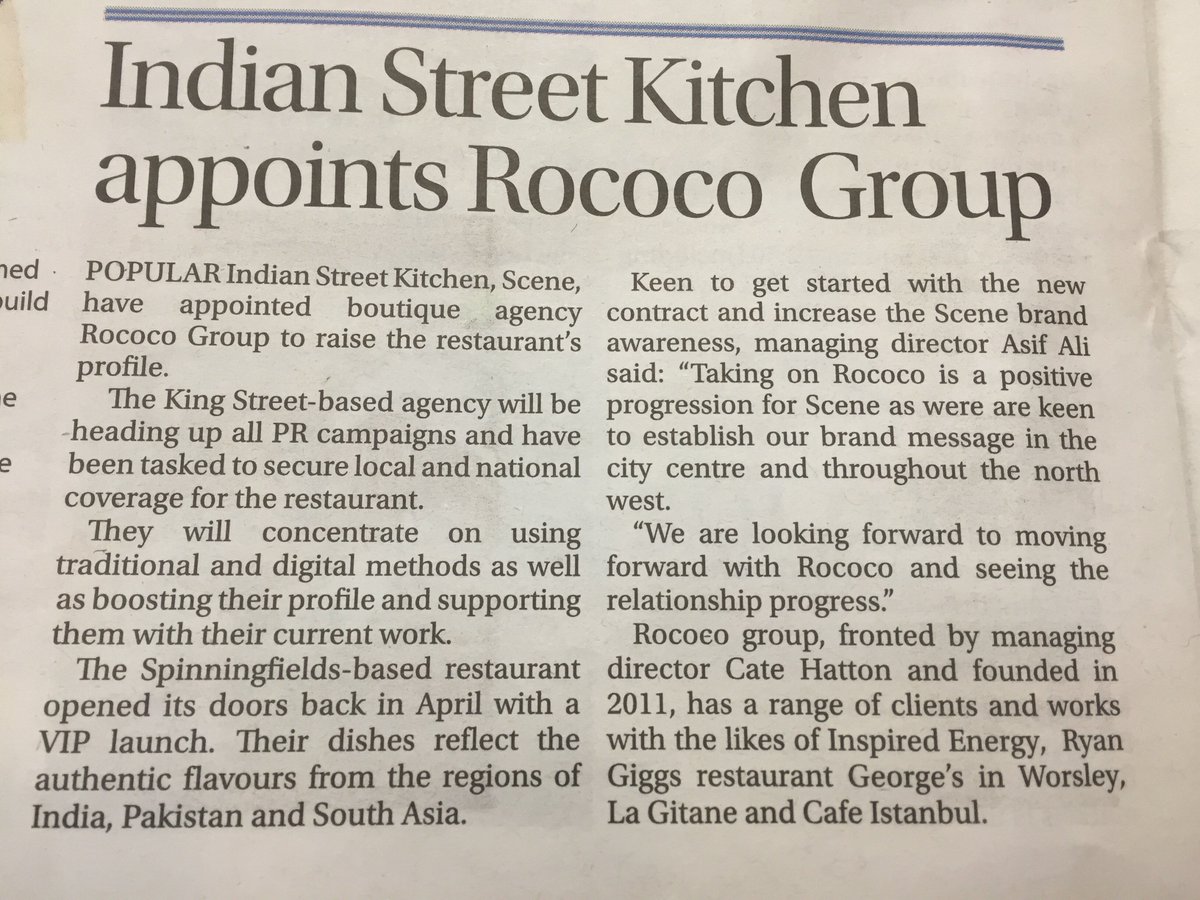 RococoMcr's tweet photo. What a fantastic way to begin the week, lovely article @GMBusinessweek. Thank you #mondaymotivation #rococorocks https://t.co/f40RnEBsSt